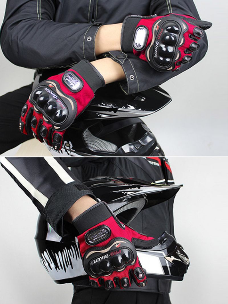 Gants D'équitation Moto Pour Hommes Course Vélo D'escalade Randonnée Anti-chute Antidérapants Respirants - Rouge