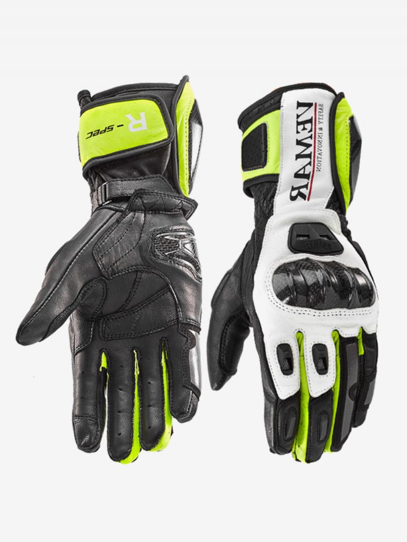 Gants Moto Équitation Course Vélo Escalade Randonnée Cuir Anti-chute Et Coupe-vent Pour Écran Tactile - Vert