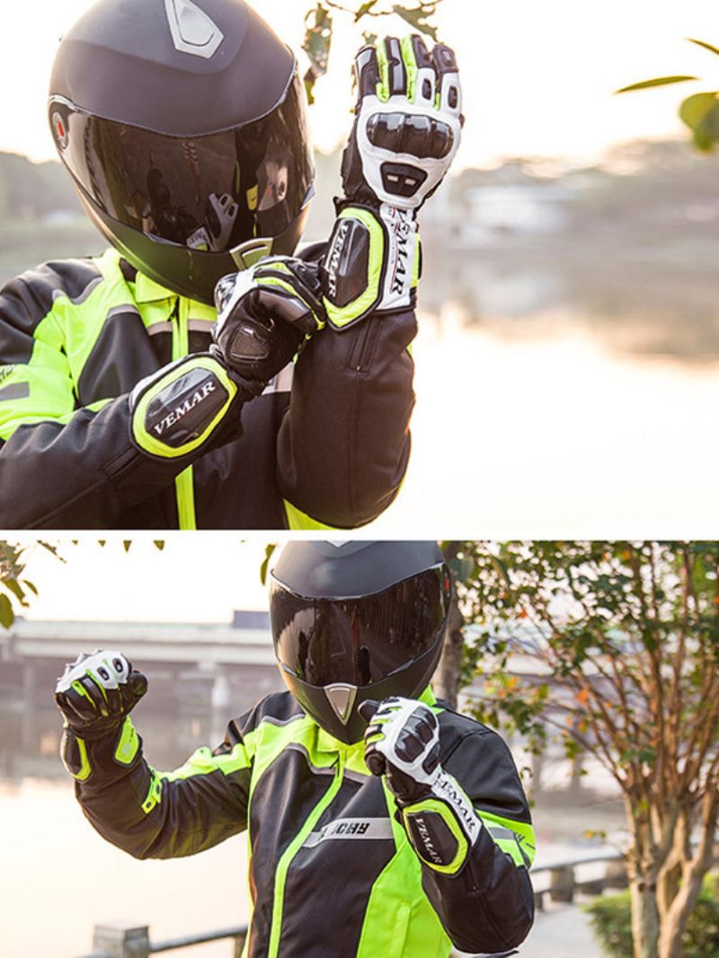 Gants Moto Équitation Course Vélo Escalade Randonnée Cuir Anti-chute Et Coupe-vent Pour Écran Tactile - Vert