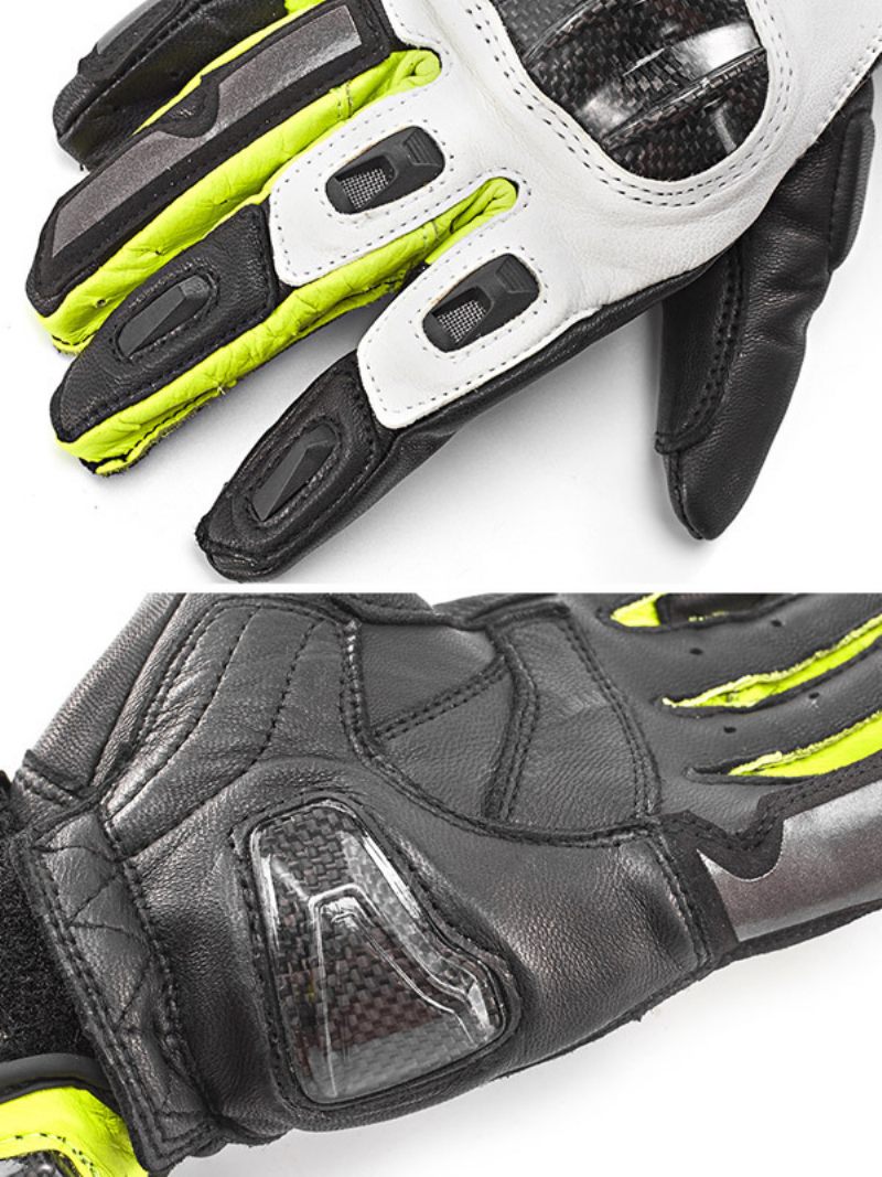 Gants Moto Équitation Course Vélo Escalade Randonnée Cuir Anti-chute Et Coupe-vent Pour Écran Tactile - Vert