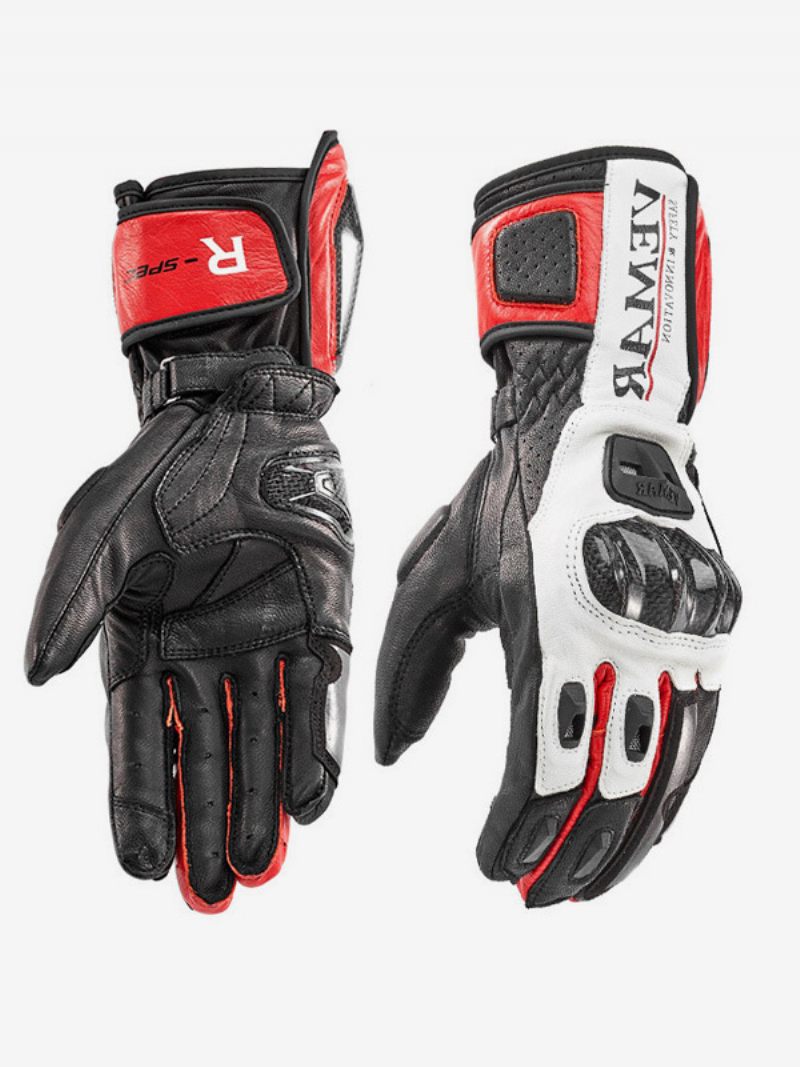 Gants Moto Équitation Course Vélo Escalade Randonnée Cuir Anti-chute Et Coupe-vent Pour Écran Tactile - Rouge