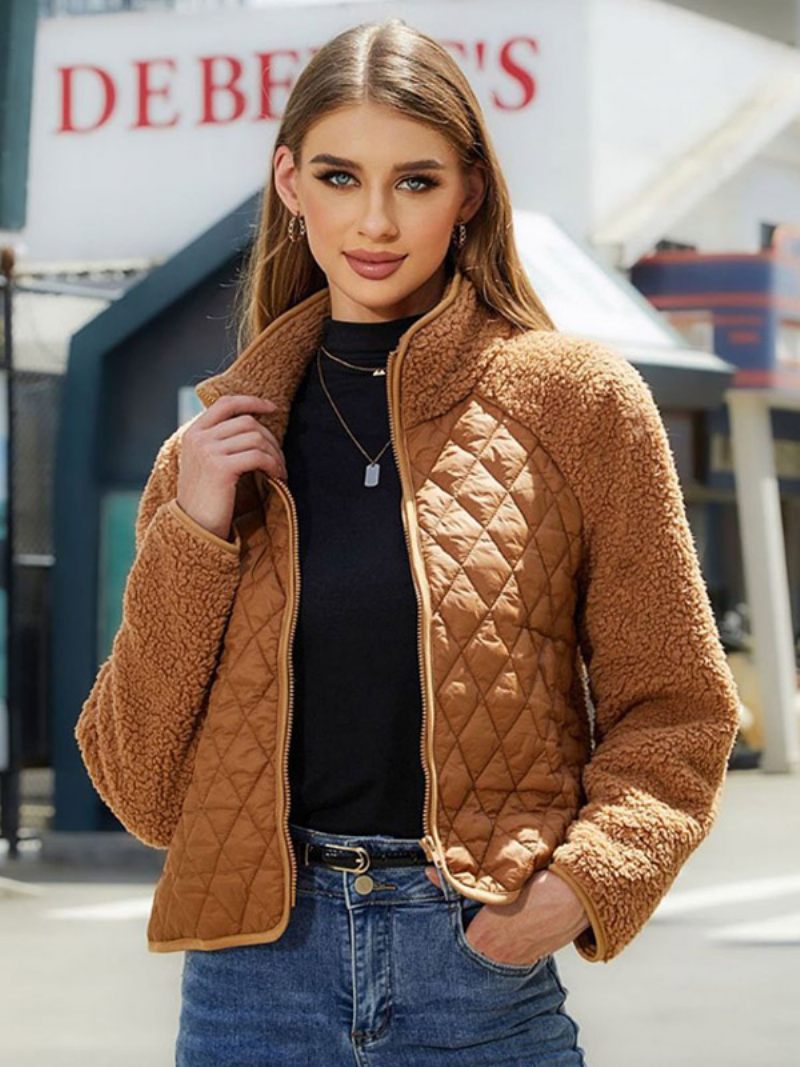 Veste Matelassée Col Montant Manches Longues Automne Vêtements Sortie D'hiver Pour Femme