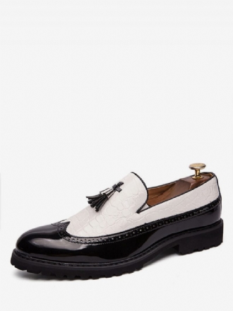 Mocassins À Bout D'aile Noirs Et Blancs Pour Hommes Chaussures Soirée Formelles Enfiler Taseel