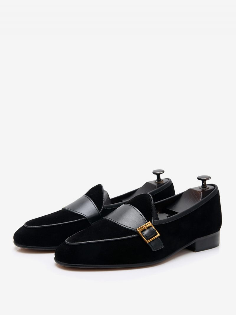 Mocassins À Enfiler Cuir Vache Pour Hommes Chaussures Bal Mariage - Noir