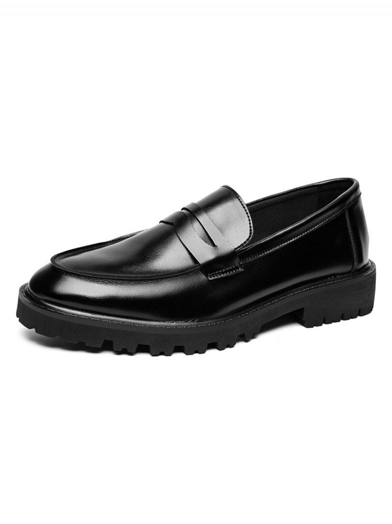 Mocassins Pour Hommes Confortables Cuir Pu Avec Sangle Moine À Enfiler - Noir