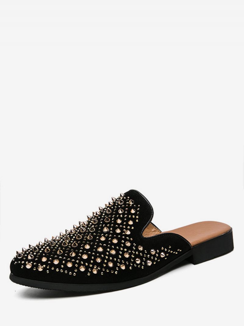 Sandales À Enfiler Pour Hommes Avec Rivets Cloutés Semelle Caoutchouc Et Cuir Mules Pointes