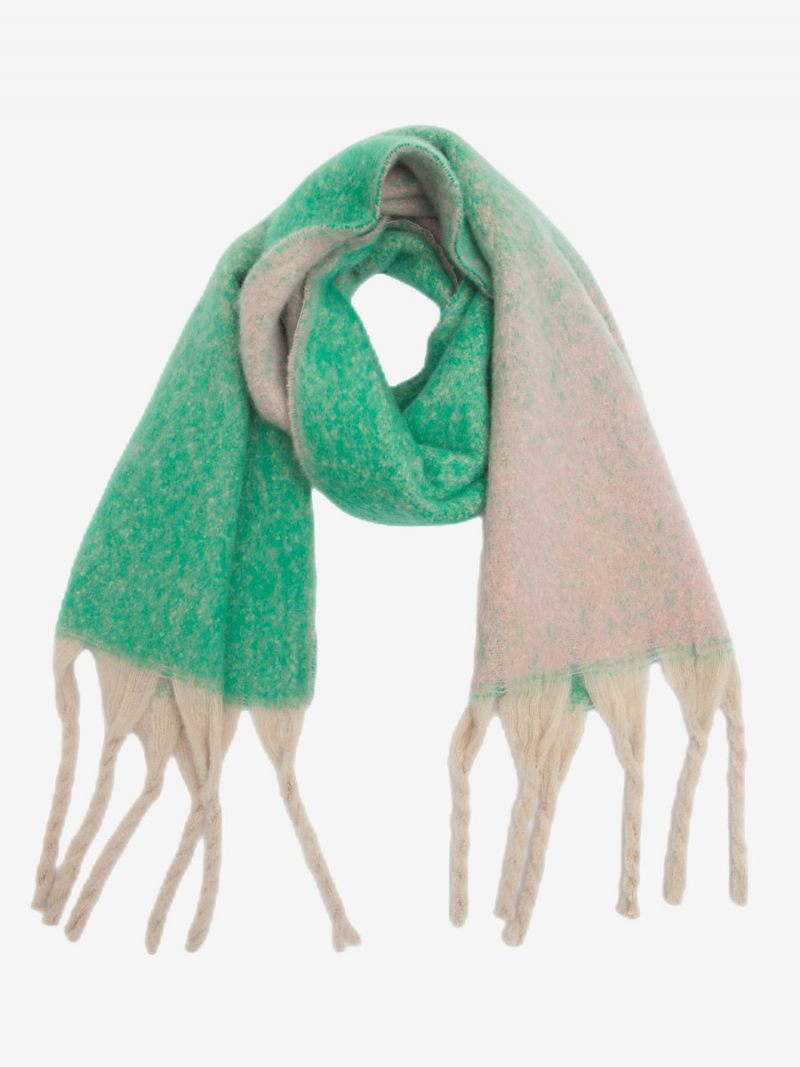 Écharpe Couverture À Dégradé Doux Avec Écharpes Chaudes D'hiver Pour Femmes - Vert Herbe