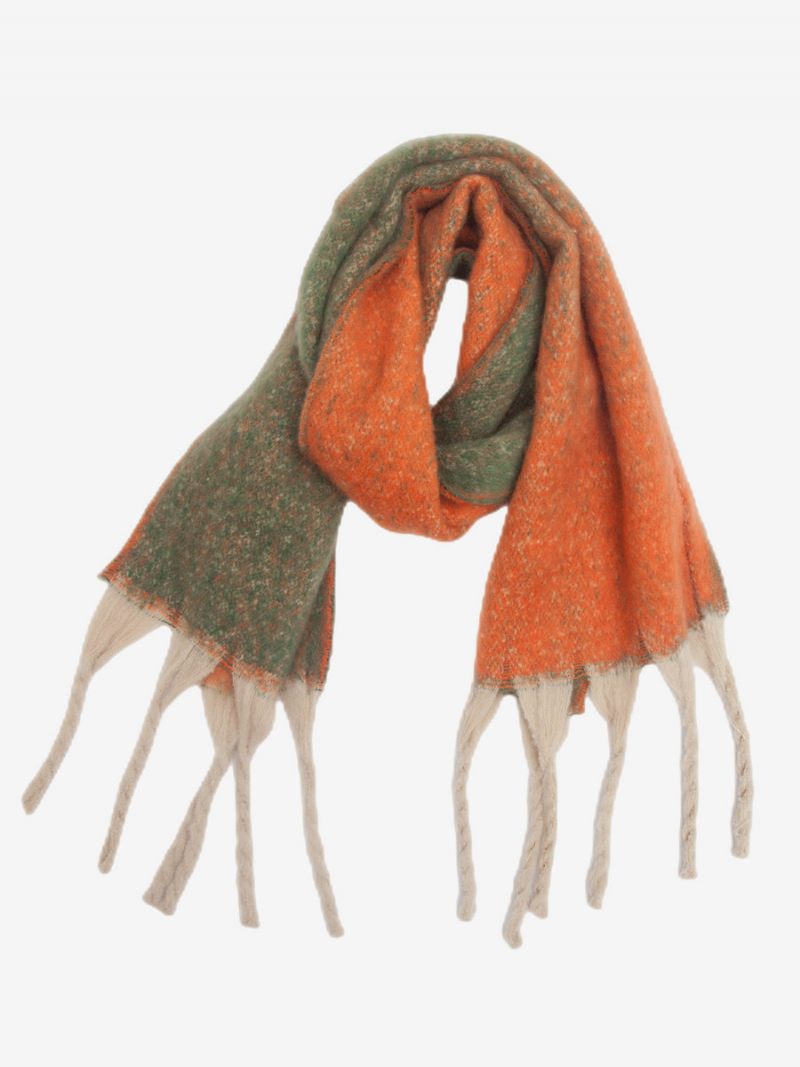 Écharpe Couverture À Dégradé Doux Avec Écharpes Chaudes D'hiver Pour Femmes - Orange