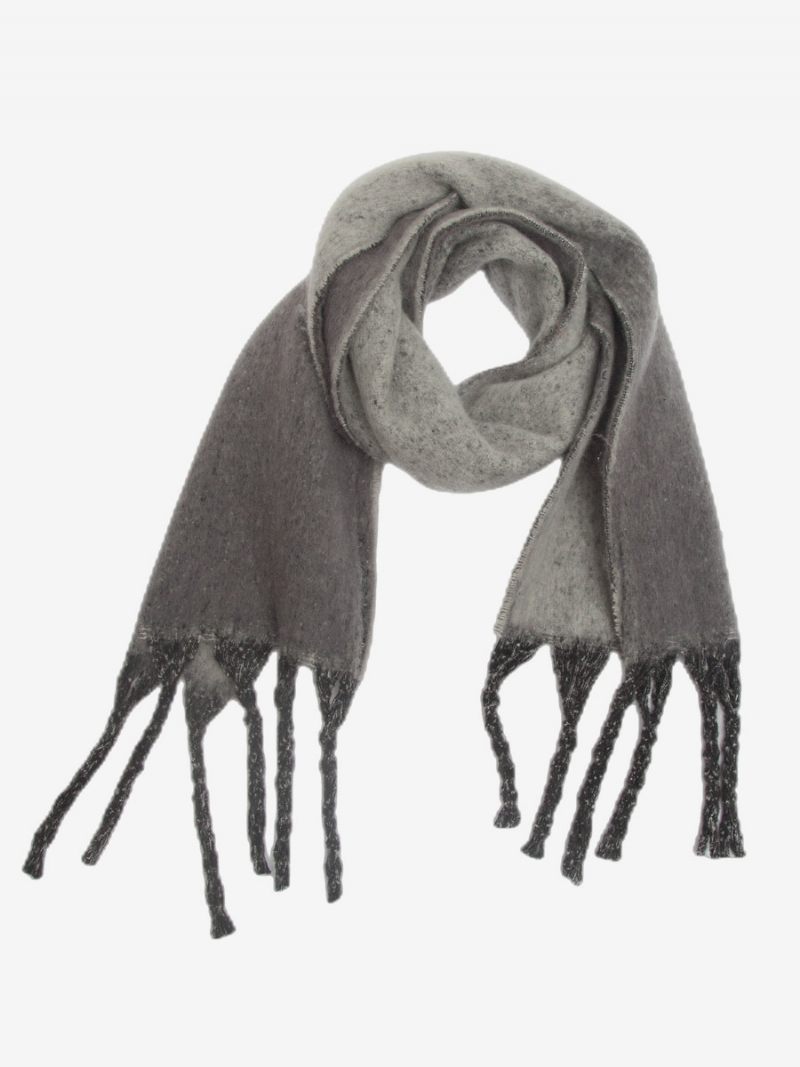 Écharpe Couverture À Dégradé Doux Avec Écharpes Chaudes D'hiver Pour Femmes - Gris