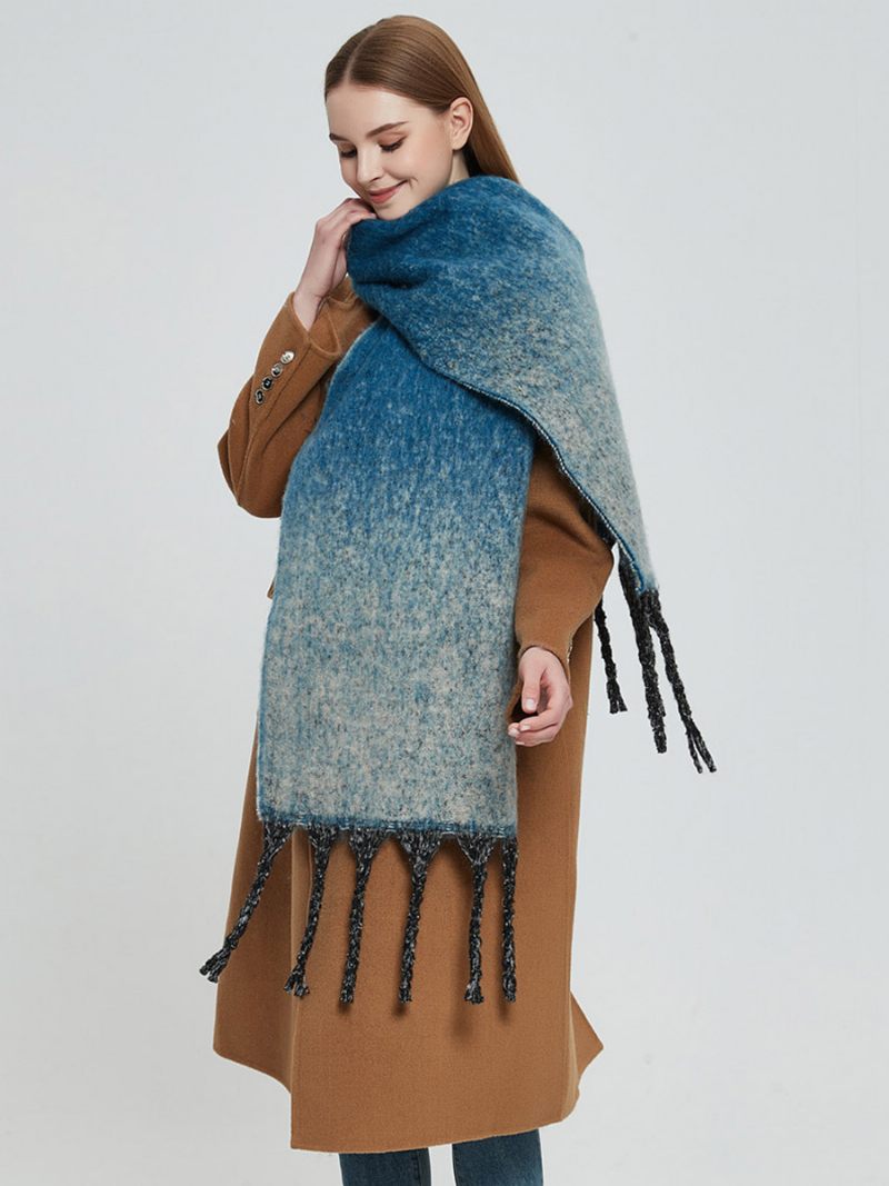 Écharpe Couverture À Dégradé Doux Avec Écharpes Chaudes D'hiver Pour Femmes - Bleu