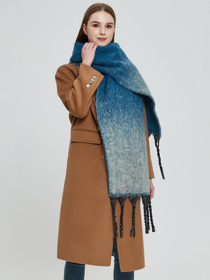 Écharpe Couverture À Dégradé Doux Avec Écharpes Chaudes D'hiver Pour Femmes - Bleu