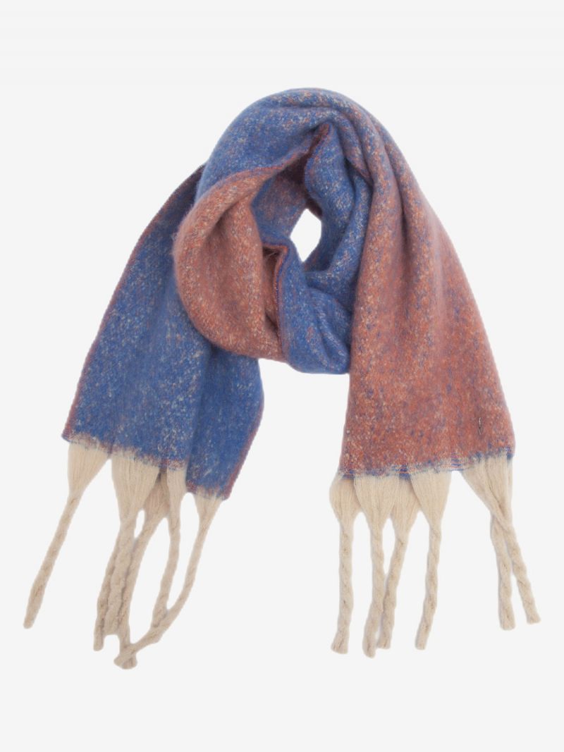 Écharpe Couverture À Dégradé Doux Avec Écharpes Chaudes D'hiver Pour Femmes - Bleu Royal