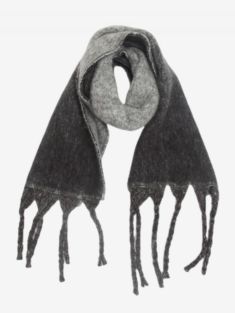 Écharpe Couverture À Dégradé Doux Avec Écharpes Chaudes D'hiver Pour Femmes - Noir