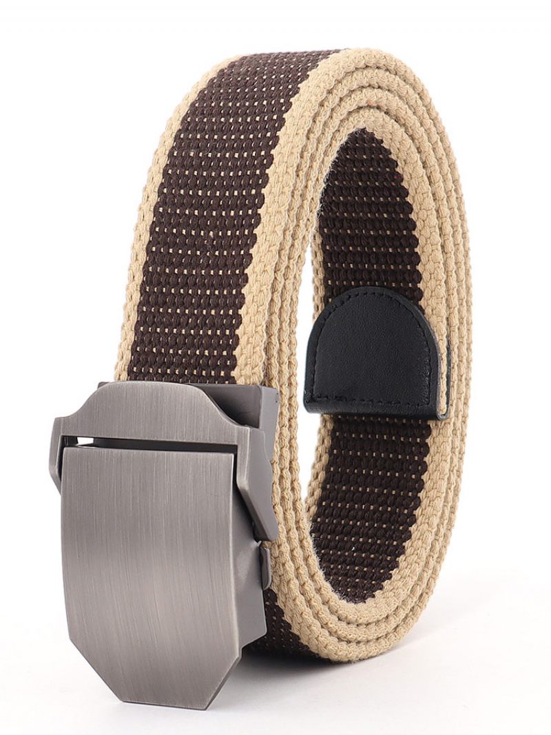 Ceinture Élégante Pour Homme Toile Bicolore Gris Foncé - Marron Café