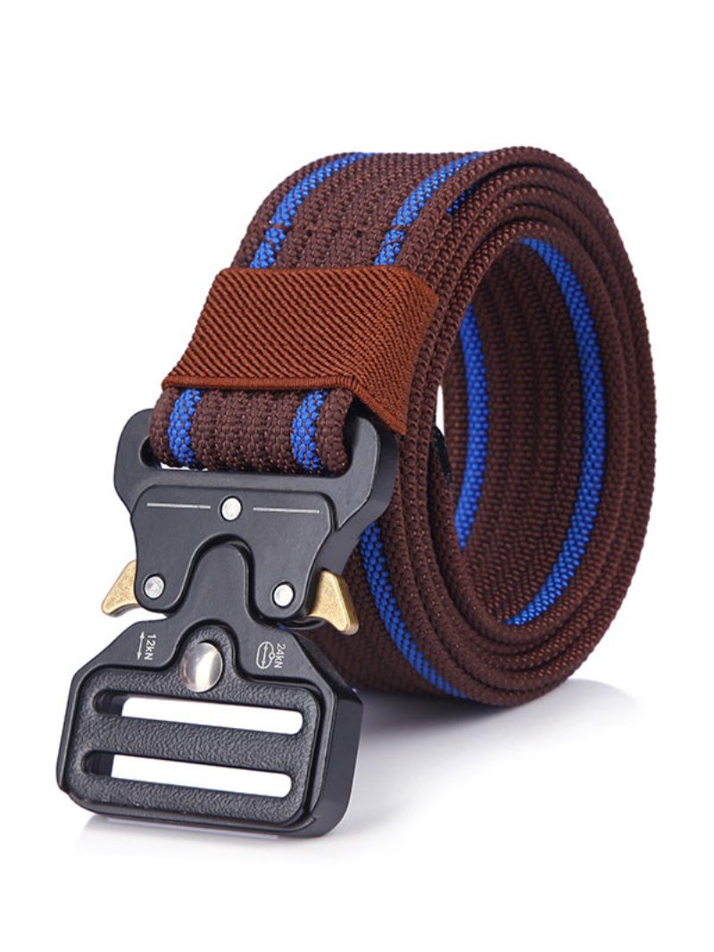 Ceinture Élégante Pour Hommes Kaki Polyester À Blocs Couleurs - Marron Café