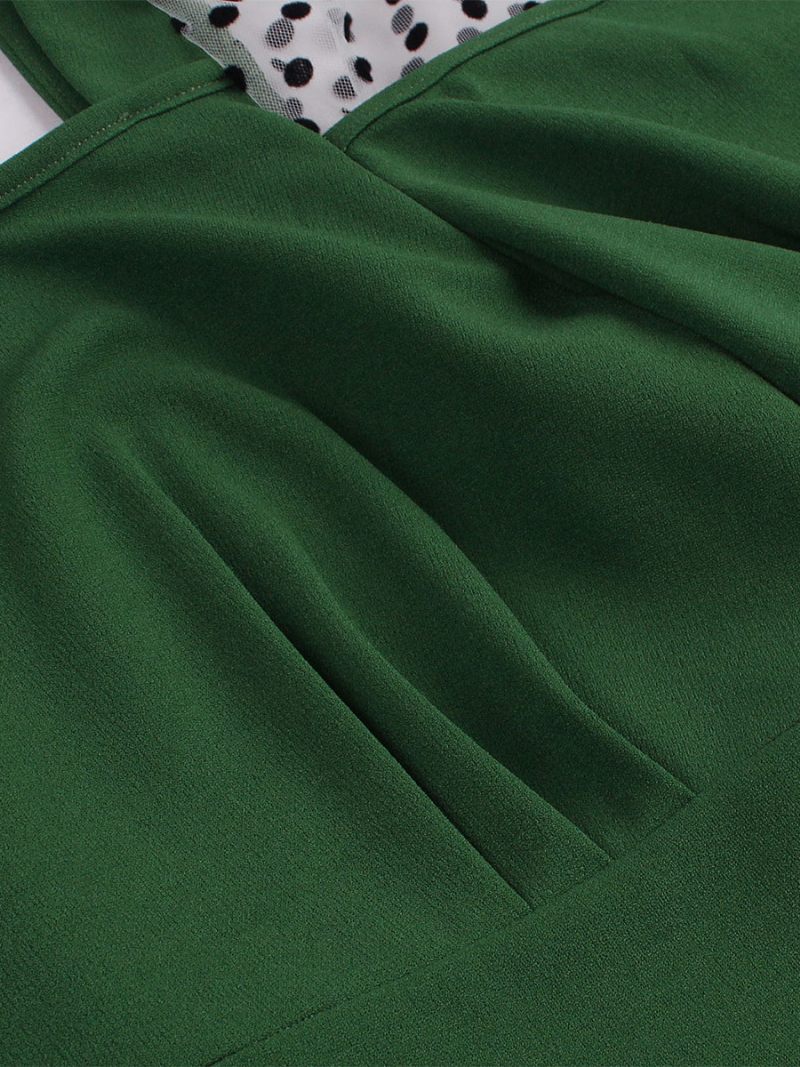 Robe Rétro Plissée À Col Cœur Pour Femmes Tenue Jour Décontractée Courte Trapèze - Vert