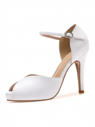 Chaussures À Bout Ouvert Pour Femmes Talon Aiguille Détails Métalliques Sandales Simples Enfiler Avec Bride La Cheville