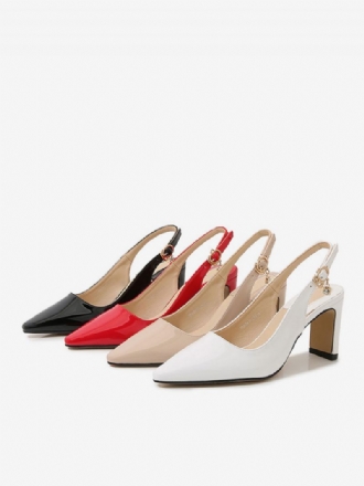 Chaussures Vintage Pour Femmes Escarpins À Bride Arrière Bout Pointu Blanc