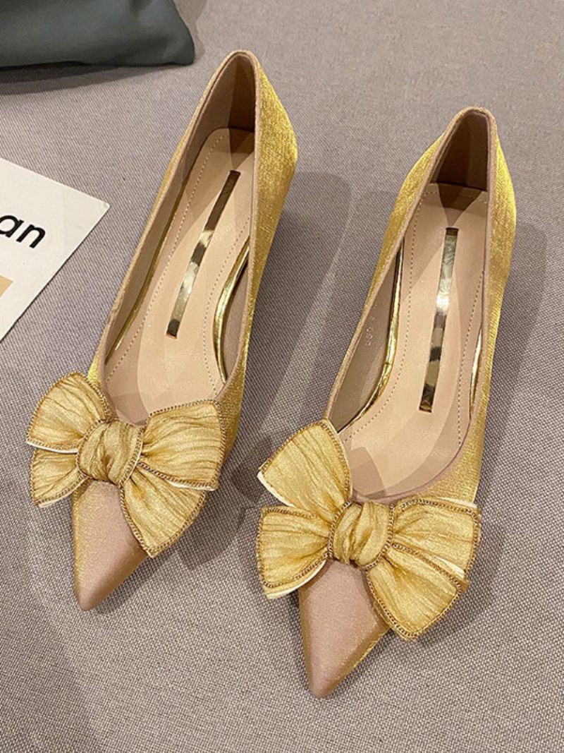 Escarpins Polyester À Talons Mi-bas Avec Nœuds Et Talon Forme Spéciale Pour Femmes