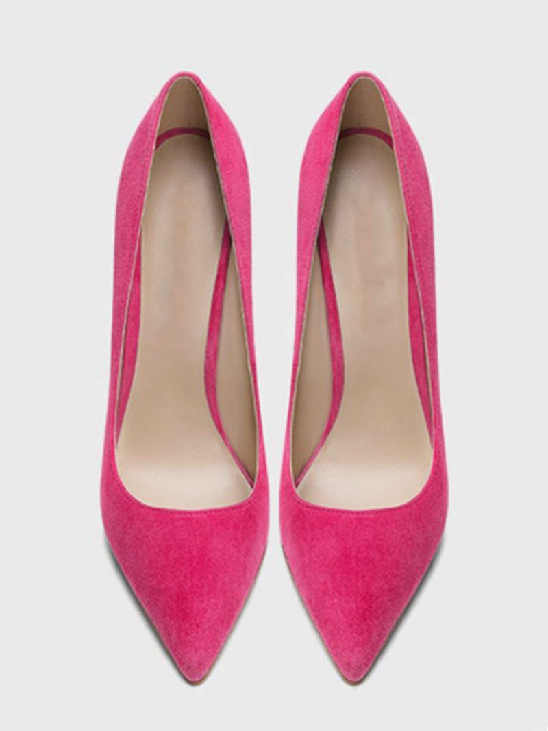 Escarpins À Talons Aiguilles Bout Pointu Pour Femmes Cuir Suédé - Rose