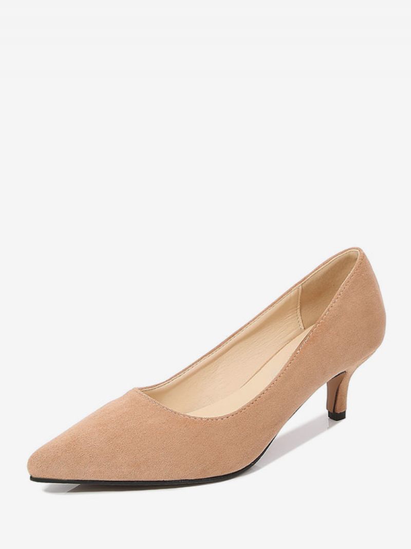 Escarpins À Talons Chaton Pour Femmes Enfiler Bout Pointu Et Aiguilles Marron Café - Jaune Clair