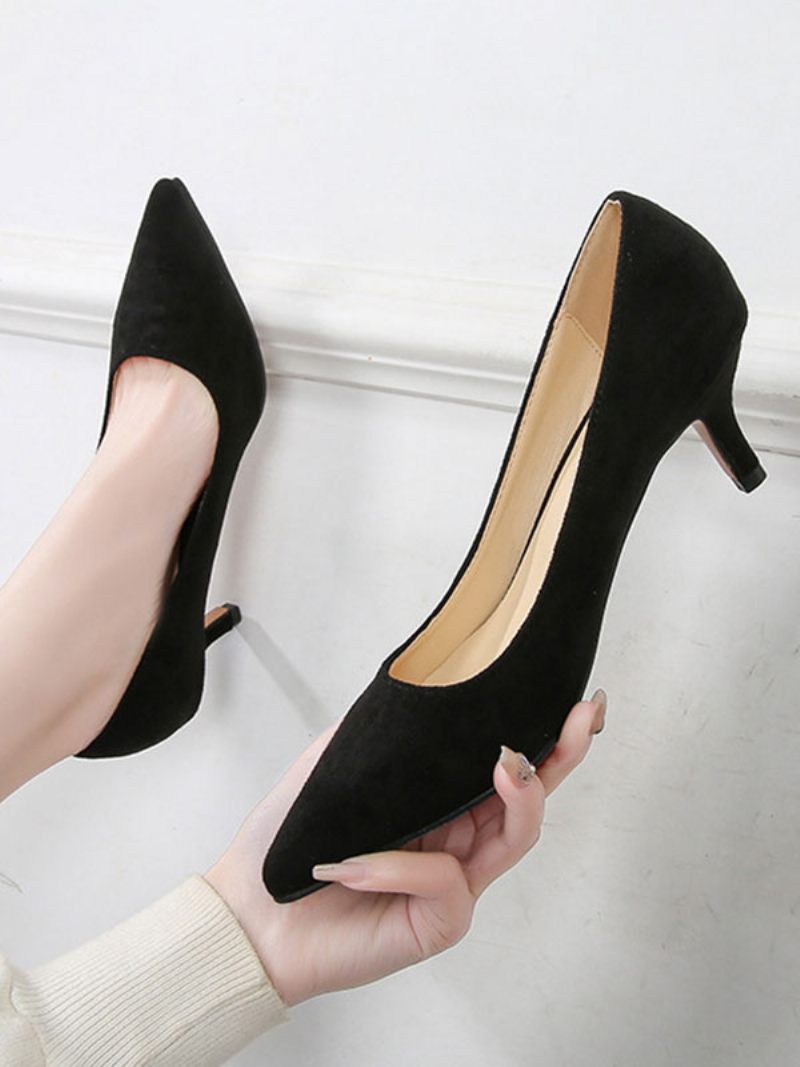Escarpins À Talons Chaton Pour Femmes Enfiler Bout Pointu Et Aiguilles Marron Café - Noir
