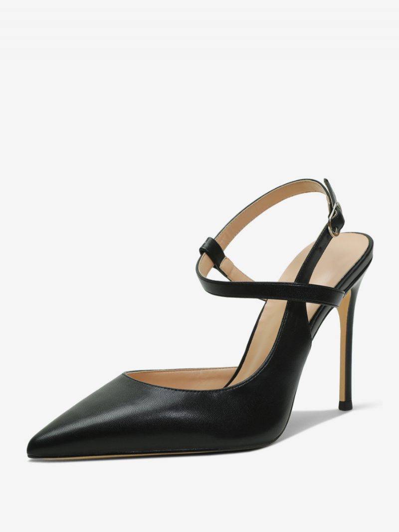 Escarpins À Talons Hauts Bout Pointu Et Noirs Pour Femmes - Pu Noir