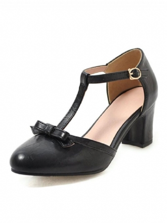 Talons Mi-bas Rétro Pour Femmes Talon Épais Type T Élégants Chaussures Vintage
