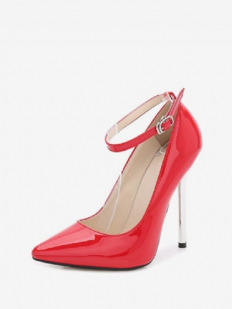 Talons Sexy Avec Bride À La Cheville Escarpins Noirs Bout Pointu Et Aiguilles Pour Femmes