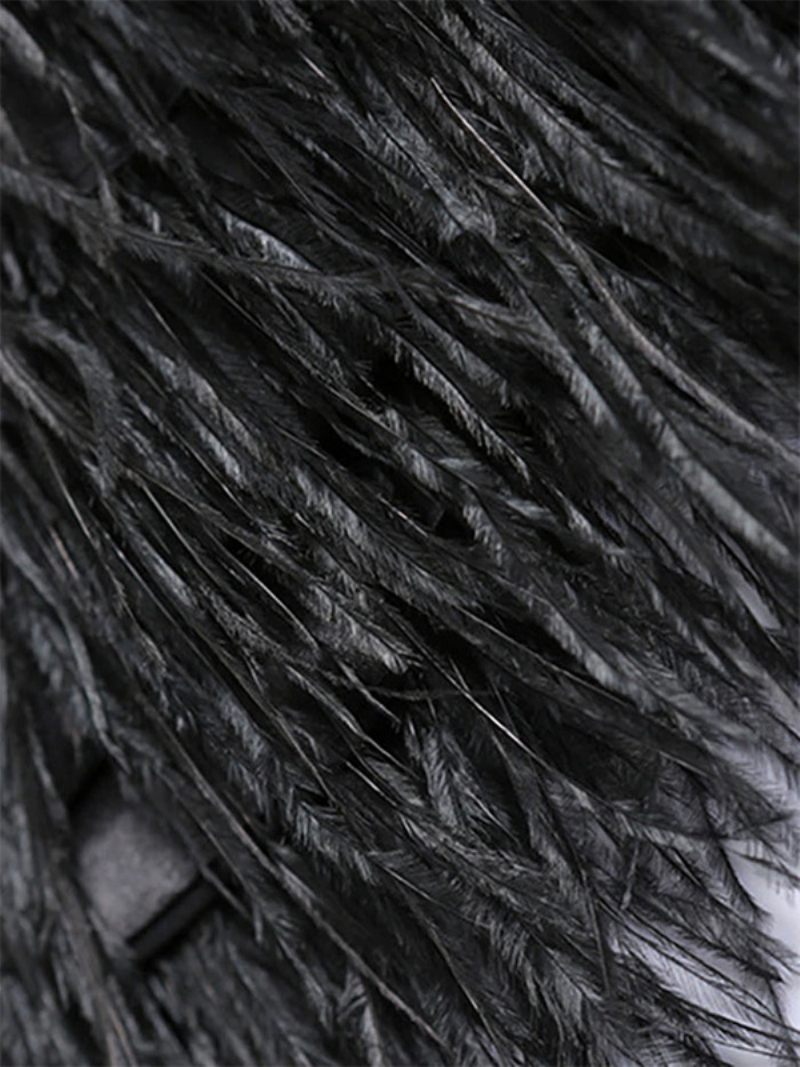 Robe Blazer Pour Femmes Plumes À Plusieurs Niveaux Col V Ceinturée Mini Robes D'affaires Décontractées - Noir
