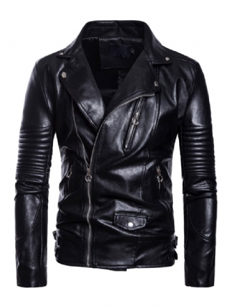 Veste Cuir Pour Hommes Coupe-vent Décontracté Automne Cool Noir