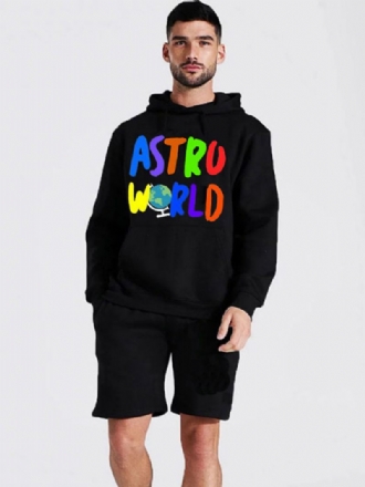 Sweat À Capuche Pour Hommes Manches Longues Mots Imprimés Sweat-shirt Polyester