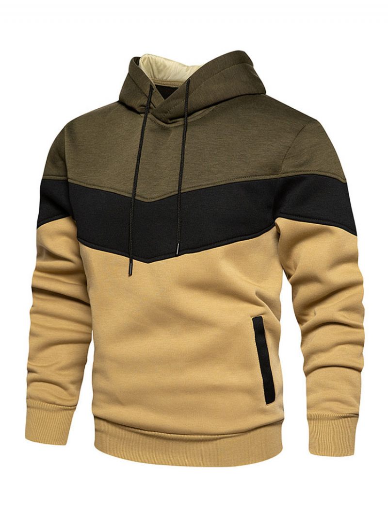 Sweats À Capuche Pour Hommes Sweat-shirt Polyester Manches Longues Rouge - Vert Chasseur