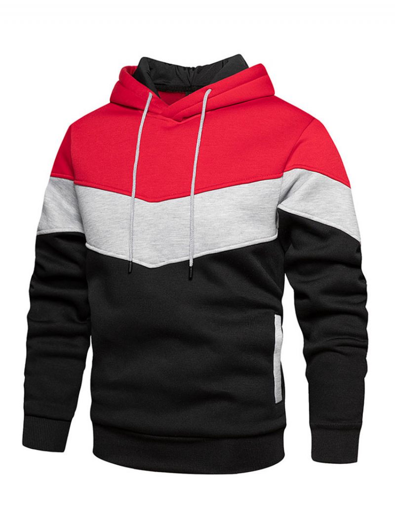 Sweats À Capuche Pour Hommes Sweat-shirt Polyester Manches Longues Rouge - Bourgogne