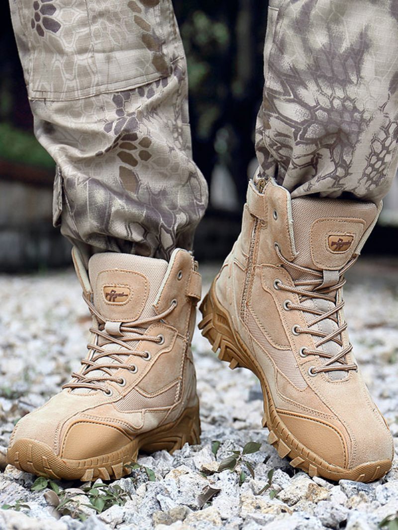 Bottes Pour Hommes Randonnée D'alpinisme Plein Airecru Blanc Bout Rond Respirant Confortable Camping Légères Et Confortables Respirantes - Beige