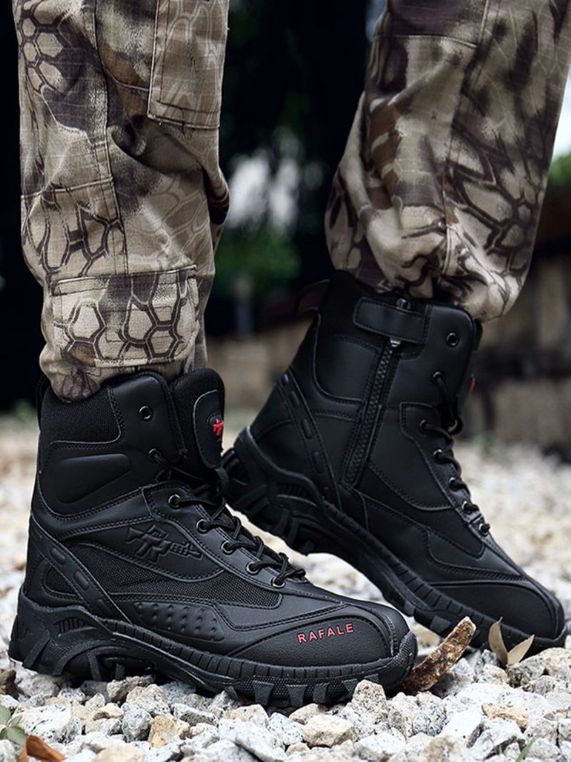Bottes Pour Hommes Randonnée D'alpinisme Plein Airecru Blanc Bout Rond Respirant Confortable Camping Légères Et Confortables Respirantes - Noir