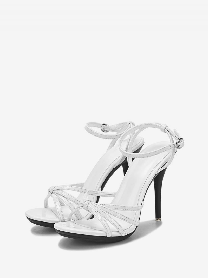 Sandales Rouges À Talons Aiguilles Et Lanières Pour Femmes - Blanc