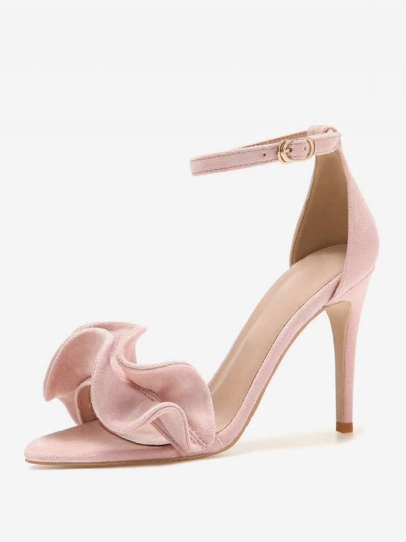 Sandales Soirée À Talon Aiguille Et Bride Cheville Bordeaux Pour Femmes - Rose