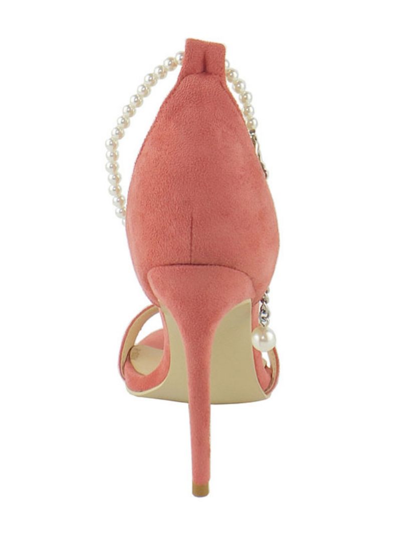 Sandales À Talons Aiguilles Et Brides Cheville Pour Femmes Saumon - Saumon