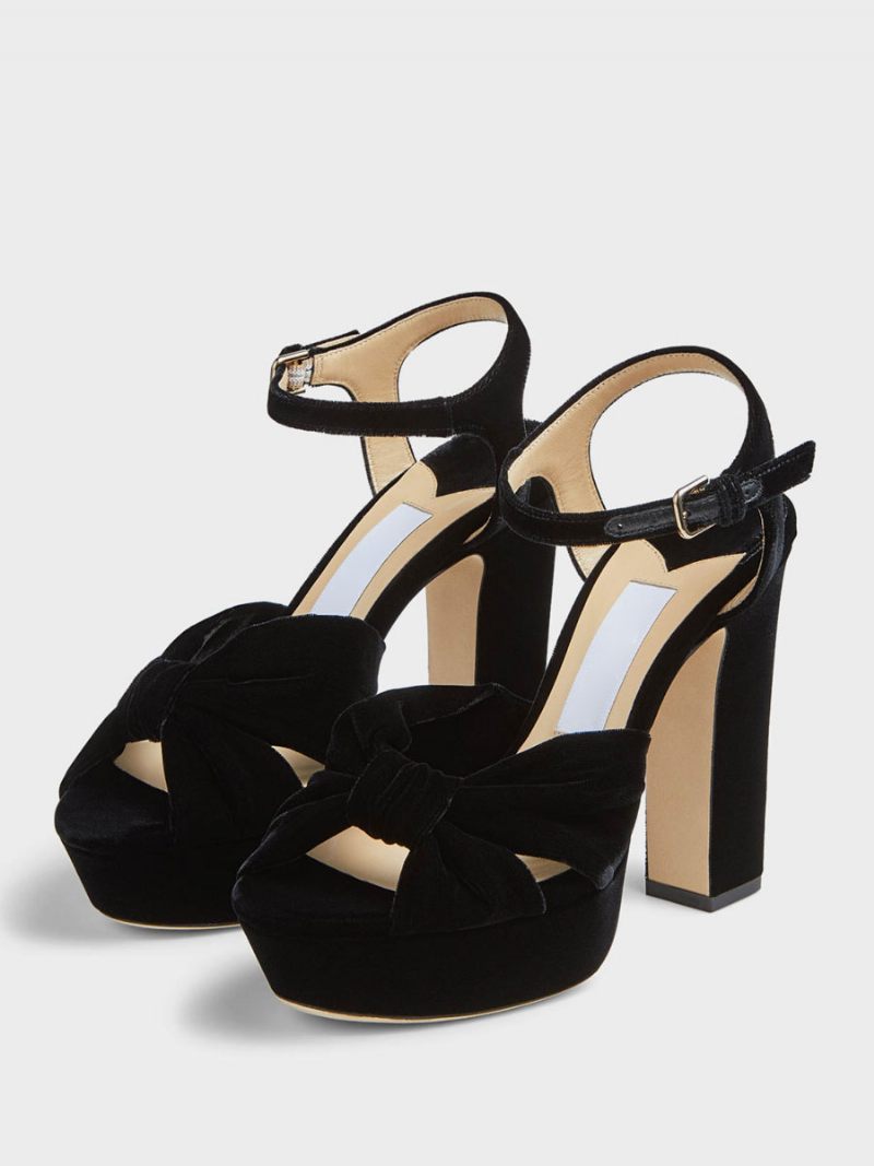 Sandales À Talons Blocs Pour Femmes Plateforme Blanche Conçues Avec Bride La Cheville - Noir