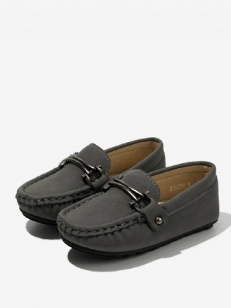 Chaussures Fête Pour Garçons Mocassins Gris À Bout Rond Enfants