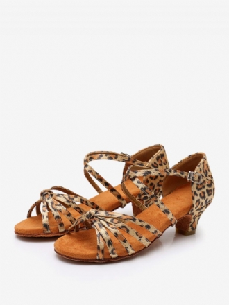 Chaussures Danse Latine Pour Femmes Salon À Bout Rond Marron Clair