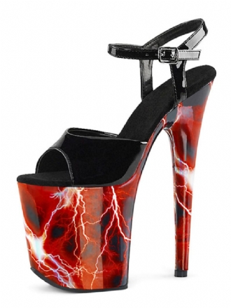 Chaussures Pole Dance Pour Femmes Sandales Sexy Plateforme Imprimée Talons Exotiques Rouge