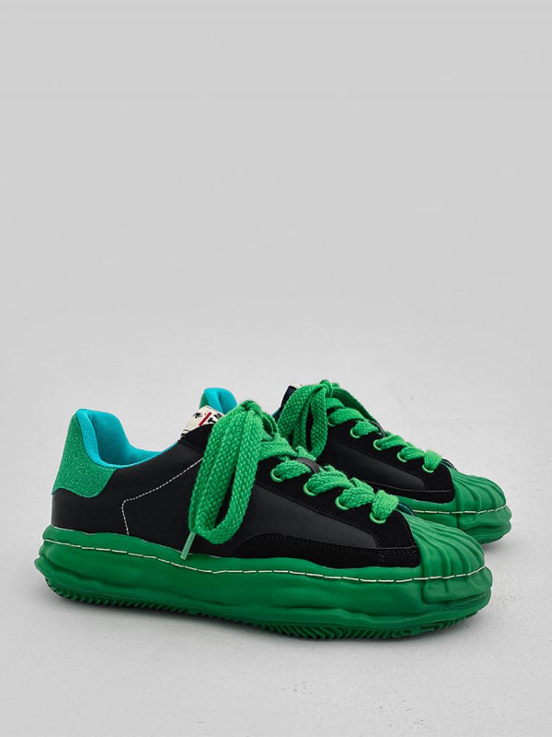 Baskets Confortables Toile À Bout Rond Et Blocs Couleurs Pour Hommes - Noir