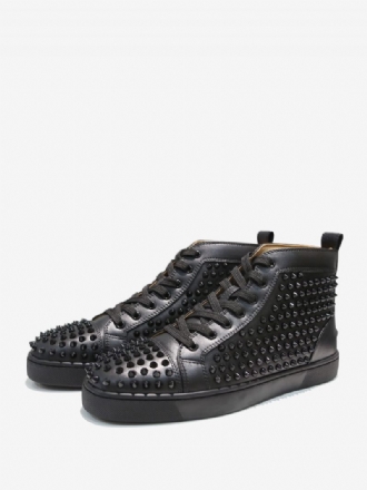 Baskets Montantes Noires À Lacets Pour Hommes Chaussures Soirée Et Bout Rond