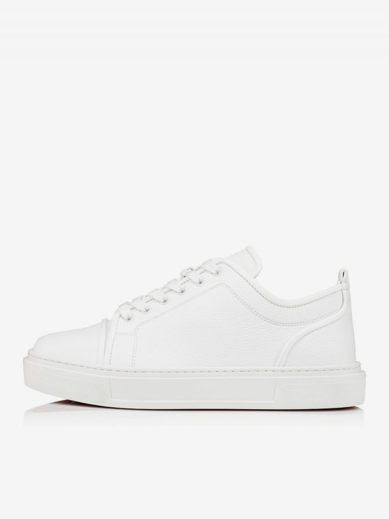 Baskets Skate Blanches Pour Hommes À Lacets Bout Rond - Blanc