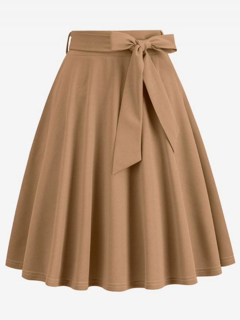 Jupe Courte Pour Femmes Nœuds Taille Surélevée Bas Vintage Superposés - Jaune Clair