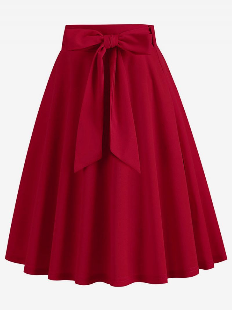 Jupe Courte Pour Femmes Nœuds Taille Surélevée Bas Vintage Superposés - Rouge