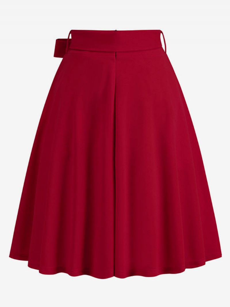 Jupe Courte Pour Femmes Nœuds Taille Surélevée Bas Vintage Superposés - Rouge
