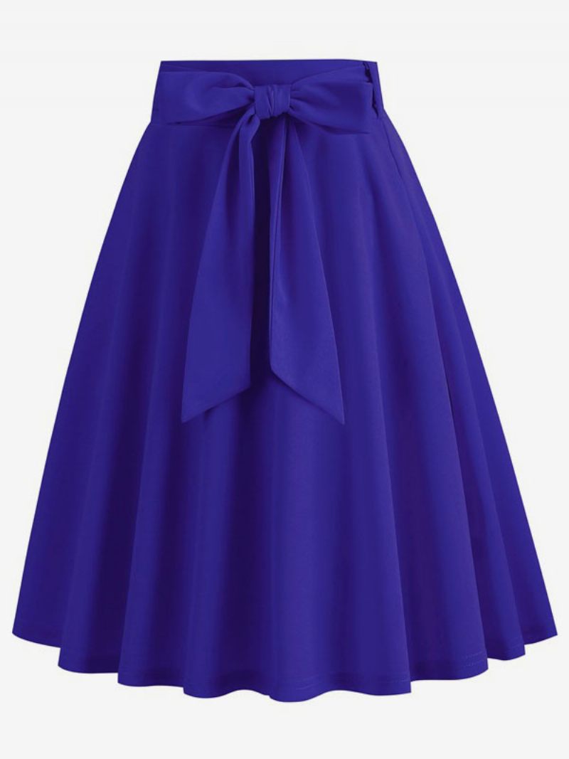 Jupe Courte Pour Femmes Nœuds Taille Surélevée Bas Vintage Superposés - Bleu
